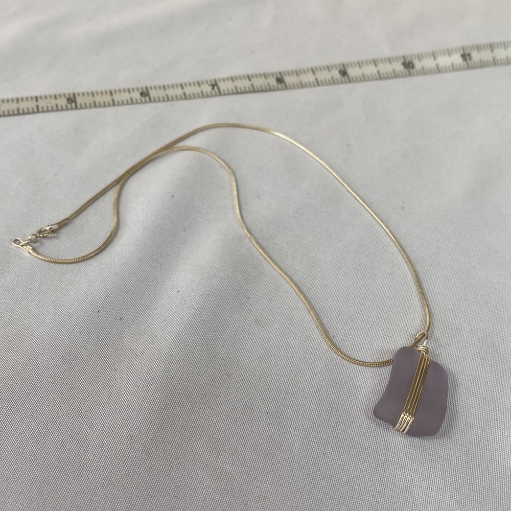 Frosted purple bead 925 silver necklace - Picture 6 of 9